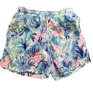 Lilly Pulitzer Mens Medium Shade Seeker Saltwater blue  6" Capri Swim Trunks